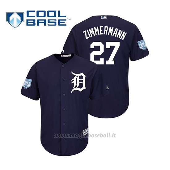 Maglia Baseball Uomo Detroit Tigers Jordan Zimmermann Cool Base Entrenamiento De Primavera 2019 Blu